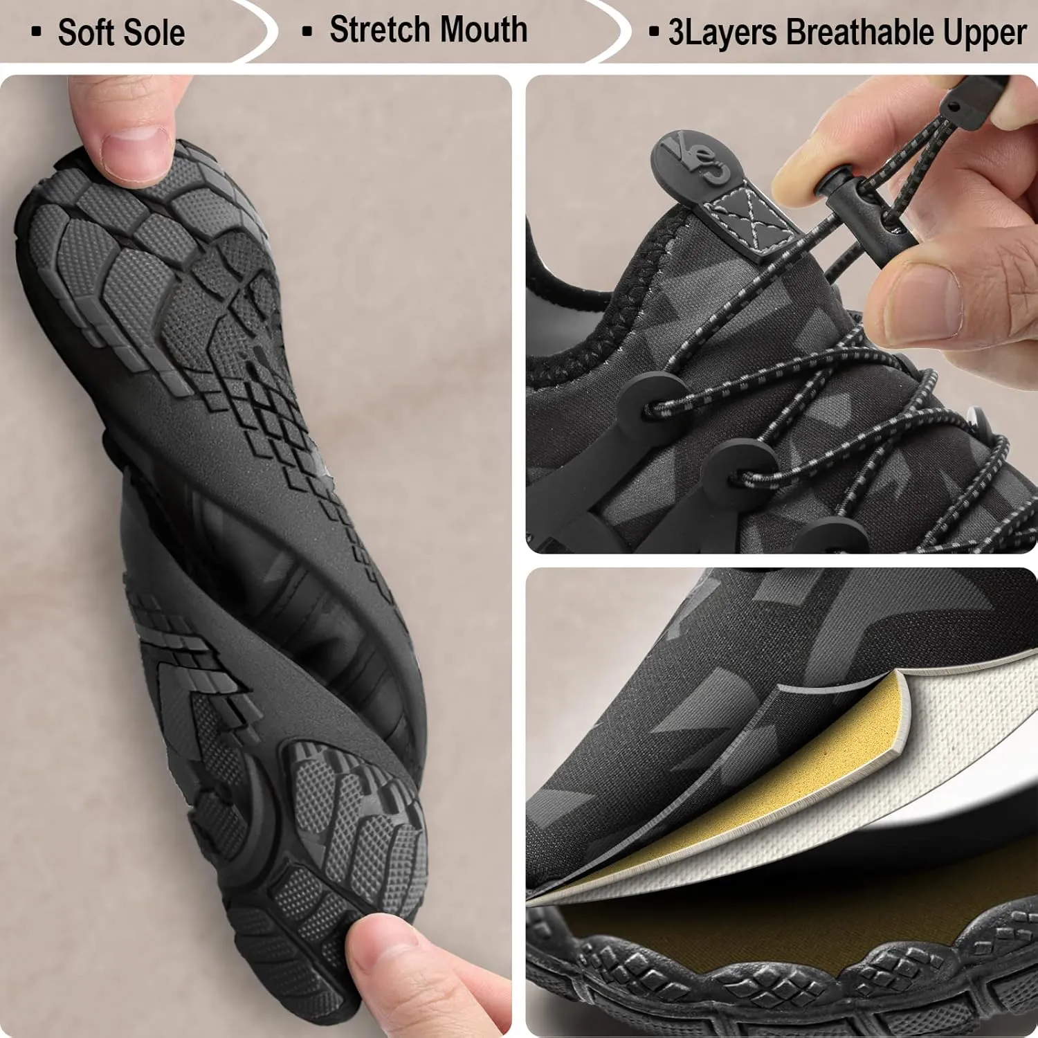 BULLIANT Water Shoes Men, Unisex Barefoot Aqua Shoes for Men Women Hiking Swimming Shoe