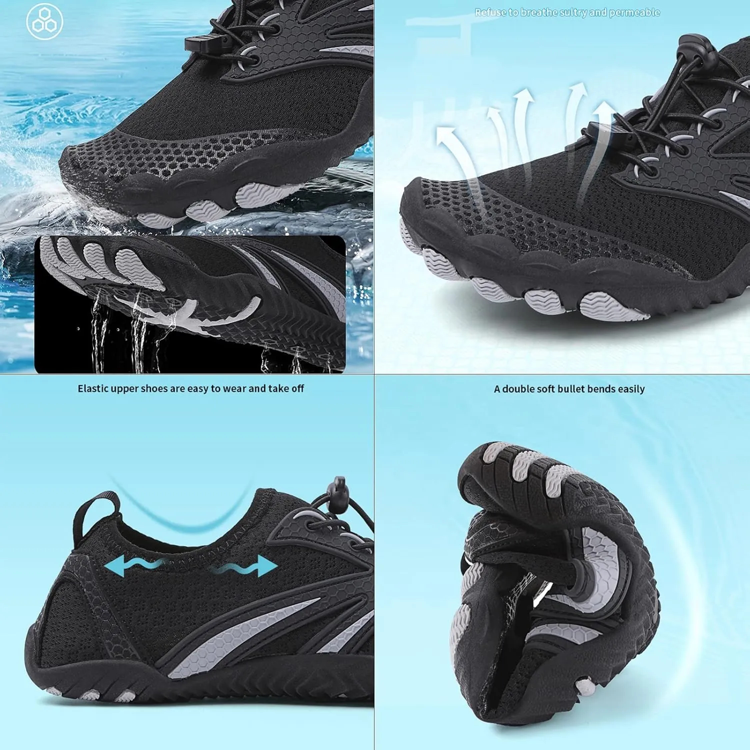 Womens Water Shoes,Quick-Dry Lightweight Breathable Aqua Beach Swim Shoes Men,Summer Comfy Slip Resistant Pool Surf Barefoot Shoes,Unisex,for Swimming Diving Kayaking Yoga